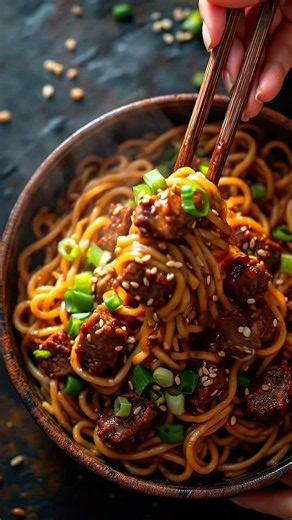 🍜🔥 Mongolian Ground Beef Noodles