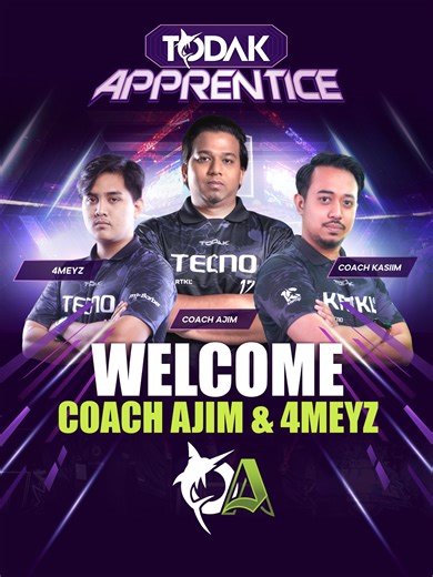 Selamat datang 𝘾𝙤𝙖𝙘𝙝 𝟰𝙈𝙚𝙮𝙯 & 𝘾𝙤𝙖𝙘𝙝 𝘼𝙟𝙞𝙢 dari Todak Legion ke keluarga besar Todak Academy! Kehadiran anda berdua sebagai barisan jurulatih membawa pengalaman, disiplin dan mentaliti juara yang bakal membentuk generasi baharu atlet e-sukan. 🥇 Bersama, kita terus komited melahirkan bakat yang bukan sahaja hebat dalam permainan, tetapi juga bersedia untuk industri dan masa hadapan! #fypage✨ #todakacademy #kolejkemahiran #mlbb #esports