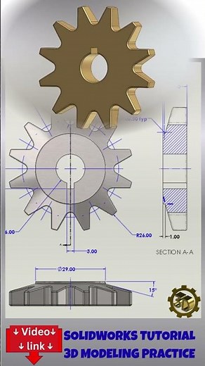 ⚡ 3D Mechanical Design, Flat Sprocket: Getting Started with #solidworks.