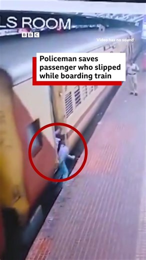 55K views · 12K reactions | Video released by India’s Southern Railways shows the moment a policeman saved a passenger who slipped while trying to board a train. The incident happened on Monday at the Erode Junction in Tamil Nadu, Southern Railway said in a post on X. The woman, who was running to board the Erode-Chennai Yercaud Express, was safely rescued by Sri Jagadeesan, a head constable with the Railway Protection Force (RPF). | BBC News India | Facebook