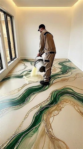 Green white Luxurious bedroom with emerald epoxyflooring 💖✨ #epoxy #epoxyfloor #floor #resinfloor