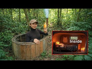 Building a Hidden Dugout Shelter Warm secret shelter. Bushcraft Survival In Winter Season