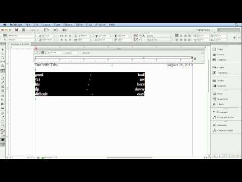 Adobe Indesign CS6 Tutorial - 37 Setting Tabs