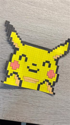 pikachu pixel art handmade artwork, grid art, creative reels #pixelart #pikachu #artshorts #easyart