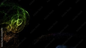 4k background, animation of complex particles simulation advection with turbulence streams, twirl and curl in viscous fluid in slow motion with deph of filed as alpha channel luma matte. multicolor 13