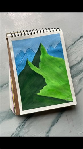 Easy Mountain Landscape Painting 🏔️ Relaxing Nature Art 🎨 #shorts