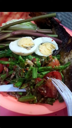 ตำถั่ว ไข่ต้ม ปลาดุกย่าง🍚🍜