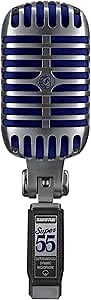 Shure Super 55 Deluxe Vocal Microphone - Vintage Supercardioid Dynamic Unidyne Mic, Iconic Look, Classic Sound - Rugged Die-Cast Casing, Includes 5/8 to 3/8 Thread Adapter and Zippered, Padded Pouch