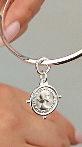 Sharp edges give a modern feel to the flat edged bangle. This weighty bangle is paired and contrasted with an authentic Australian threepence coin set within our compass bezel #VonTreskow | Von Treskow Jewellery | Facebook