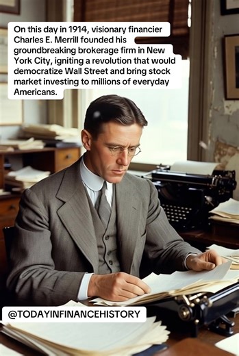 On this day in 1914, Charles E. Merrill founded the brokerage firm that became Merrill Lynch – forever changing Wall Street by bringing investing to everyday Americans! 💼📈 Who knew one man's vision would build generational wealth? #OnThisDay #HistoryFacts #FinanceHistory #FinTok #MoneyTok #Investing #WallStreet #FinancialFreedom #DidYouKnow #LearnOnTikTok #FYP #Viral #HistoryTok #2026Goals
