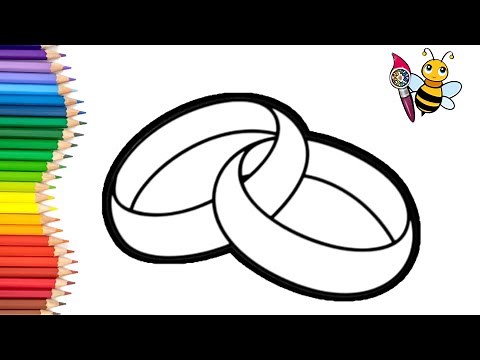 💍 How to Draw and Colour Wedding Ring Set | Easy Ring Drawing for Kids
