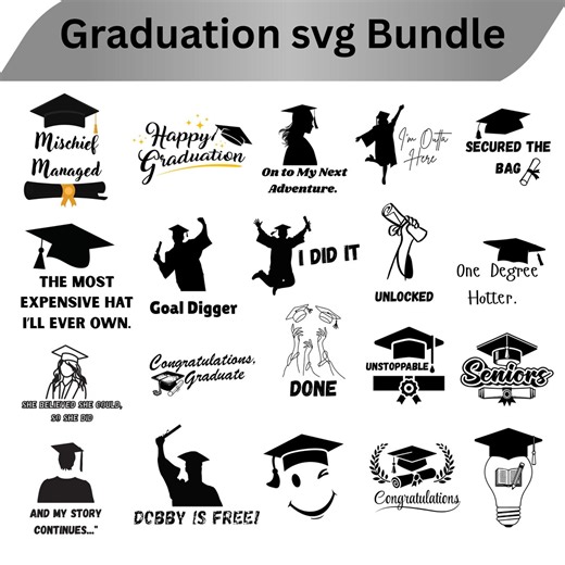 Graduation SVG Bundle | Cap, Diploma, Quotes (digital Download) - Etsy