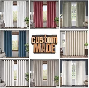 Macochico Customizable Linen Curtains Multi-Type Headers Styles & Sizes Custom-Made Window Curtains for Living Room Bedroom