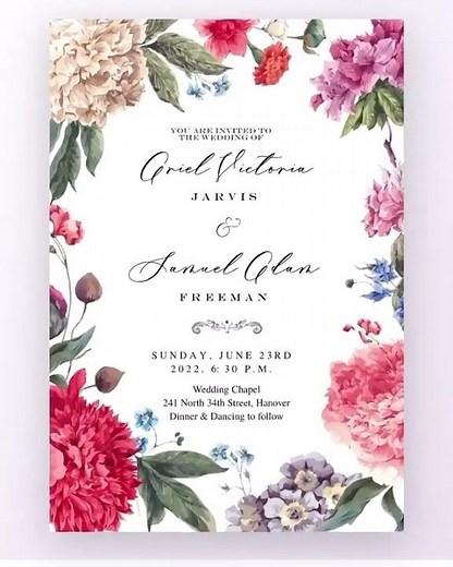 Floral Wedding Invitation Templates to Send Online from Greetings Island