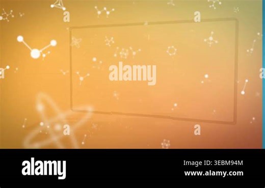 Animation of molecules and rectangle over yellow background. Colour, shape and movement concept digitally generated video Stock Video Footage - Alamy