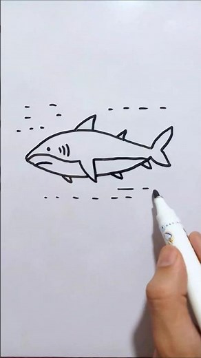 How to draw a Shark 🦈 | Step by step drawing tutorial for beginners and kids