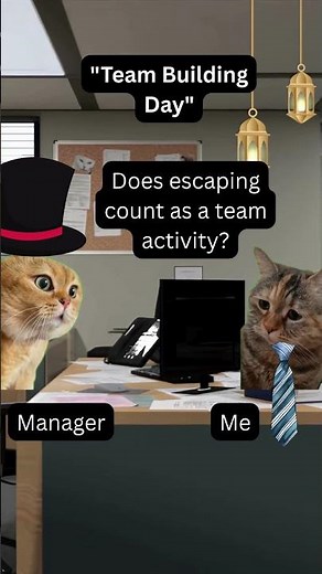 Office Cat’s Team Building Escape Plan! Funny Corporate Meme 2025 #cat #shorts #viral #viralshorts