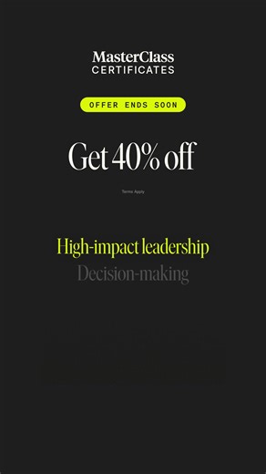 End 2025 on a high note: 40% off MasterClass Certificates. You’ll learn high-stakes leadership strategies from former Navy SEALs. | MasterClass