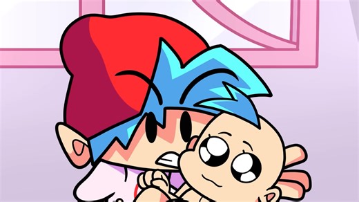 Boyfriend and his baby in FNF logic cartoon animation