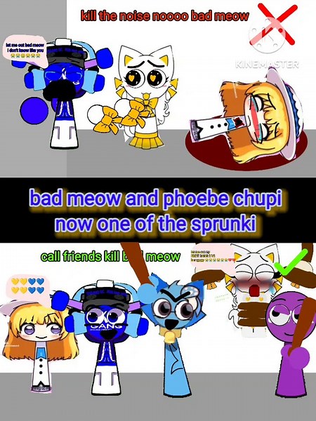(new sprunki oc phase 3.5 or bad meow vs phoebe chupi animotion sprunki)