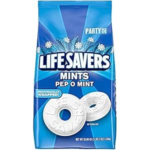 LIFE SAVERS Pep-O-Mint Breath Mints Hard Candy, Party Size, 50 oz Bag