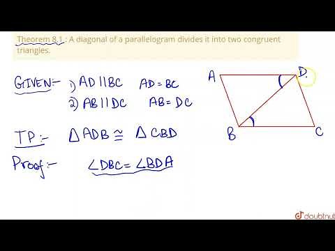 Prove that a diagonal of a parallelogram divides it into two congruent triangles. | 9 | NCERT TH...