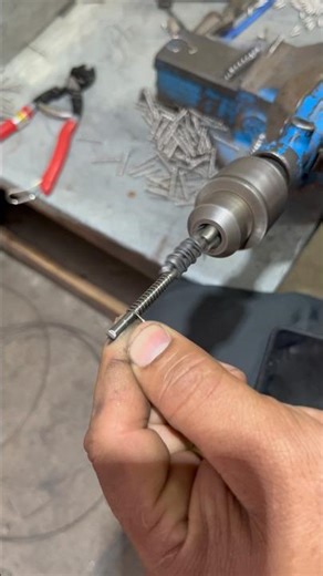 Simple Steel Wire Spring Making on Drill Machine | Pressure Spring | Old School DIY #ytshorts #diy