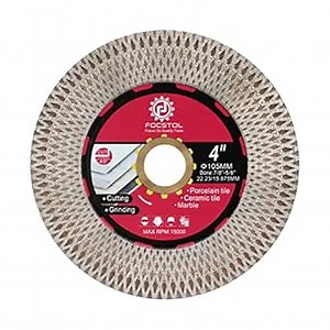 FOCSTOL Diamond Tile Saw Blade - 4''(105mm) Cutting & Grinding Disc Wheel for Porcelain Ceramic Tile Marble Granite Artificial Stone with X Mesh Rim for Angle Grinder
