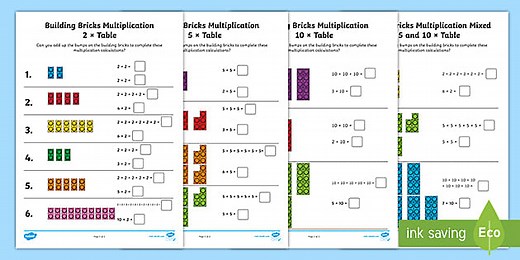 Year 2 Building Bricks Multiplication Worksheet