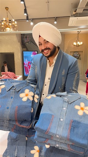 Label Amrita on Instagram: "Light & dark Blue Soft Denim Designer Flower Patchwork Collar Neck Coord set with Denim Pants IN0178 Follow @label_amrita for more design You can Purchase these trending designs on our Website WWW.LABELAMRITA.COM (link in Bio & Stories) Note- We Don’t take orders on Calls ,Whatsapp Or DM Shipping worldwide 🌍 Shipping free 🇮🇳 No COD"