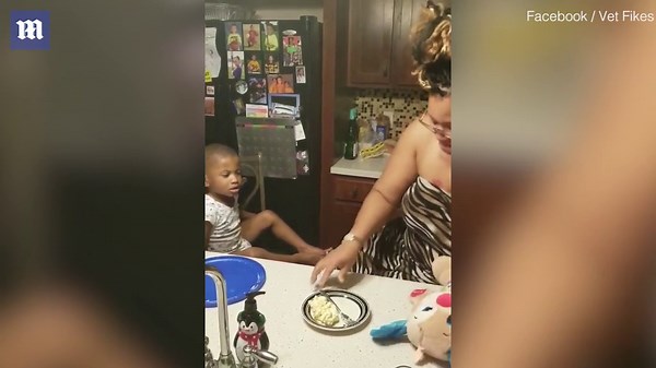 Bizarre moment parent beats stuffed animal to make child eat food