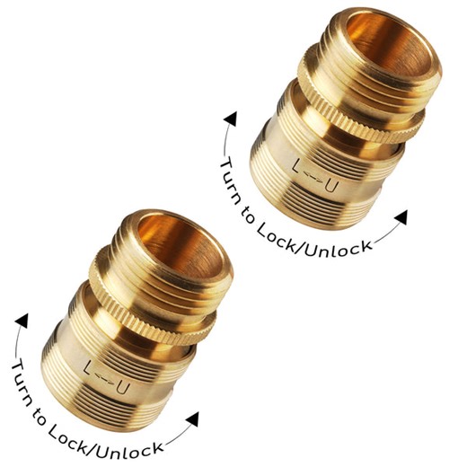 GORILLA EASY CONNECT SecureLock™ Locking Female Quick Connect - Solid Brass, Standard 3/4" GHT Fittings 2-Pack