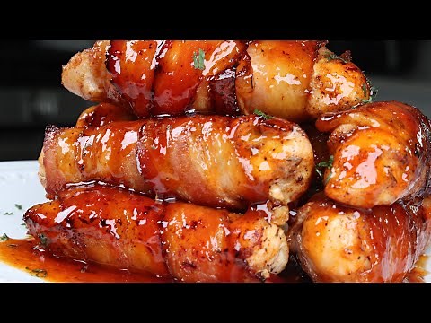 SO Good! Quick and Easy Honey Sriracha Bacon Wrapped Chicken | BBQ Side Dish