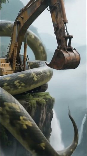Giant Python vs Excavator on the Edge of the Jungle