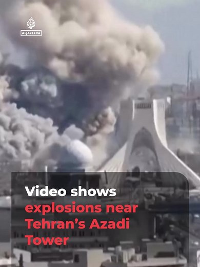 A video has been released showing huge explosions near Tehran’s Azadi Tower. . The US and Israel are continuing to target locations across Iran as the war enters its seventh day. #news