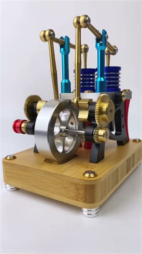 ENGINEKITOR Stirling Two-Cylinder Engine Model Engine Model Kit for Science Enthusiasts & Education