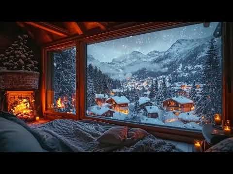 ❄️ Cabin in Heavy Blizzard | Fireplace Warmth & Snowfall | Calm Healing Focus Study Sleep Relax