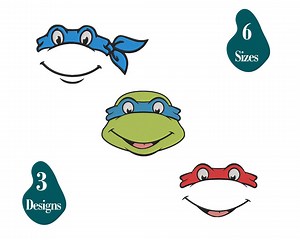 Turtles Masks Characters Inspired Machine Embroidery File Design, Turtle Faces, 3 Individual Design - 6 Sizes - Etsy