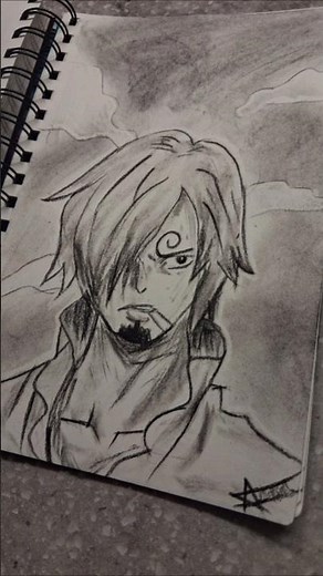 Drawing Blackleg Sanji from one piece using charcoal| Day-80 drawing everyday #art #sanji #onepiece