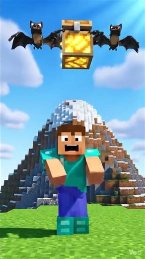 A treasure mirror glows thanks to a bat prank #funny #minecraft