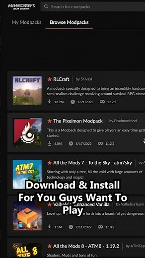 How To Install Modpacks Minecraft #shorts