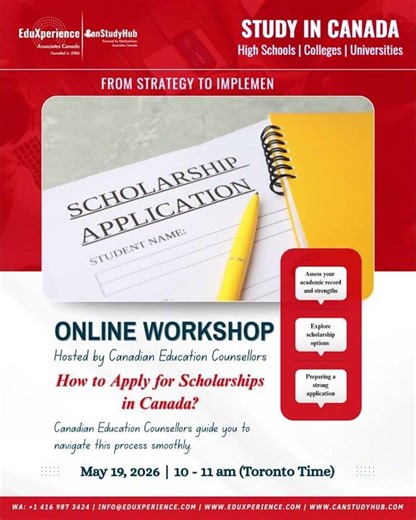 ONLINE WORKSHOP: How to Apply for Scholarships in Canada as an International Student?