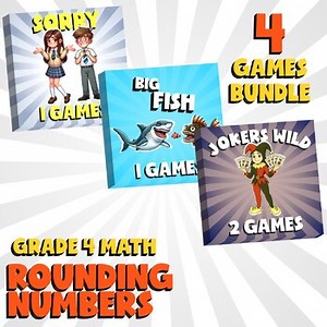 4 No Prep Math Games Bundle C - Rounding Numbers - Grade 4 Review Activity