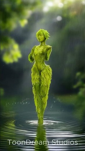 Nature's Spirit: A Stunning Leaf Goddess Dancing in the Rain #youtubeshorts