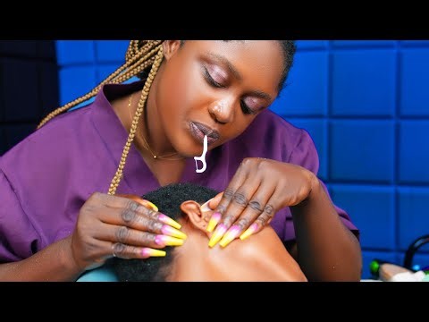 ASMR this long nails scalp scratching on afro hair will make you sleep, ear nitpick + ear hole floss