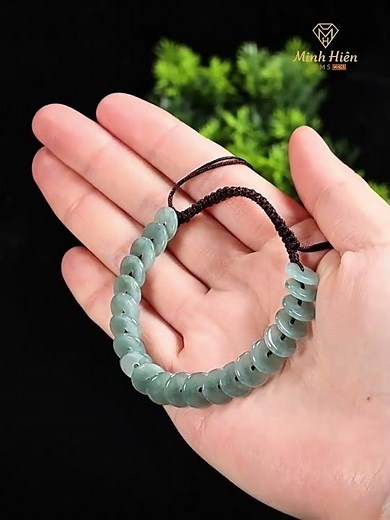 Vòng tay Khấu Bình An Ngọc Phỉ Thúy Lam Thủy size 7mm | Minh Hiên Gems