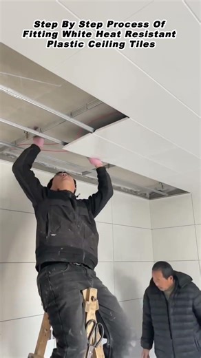 Step By Step Process Of Fitting White Heat Resistant Plastic Ceiling Tiles