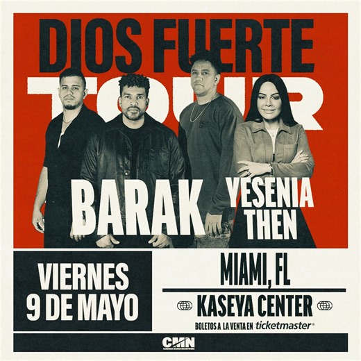 3.8K reactions · 179 shares | ¡Hola, Miami! Nos vemos el 9 de mayo en el Kaseya Center para el Dios Fuerte Tour  Boletos a la venta ya por Ticketmaster  | Grupo Barak | Facebook