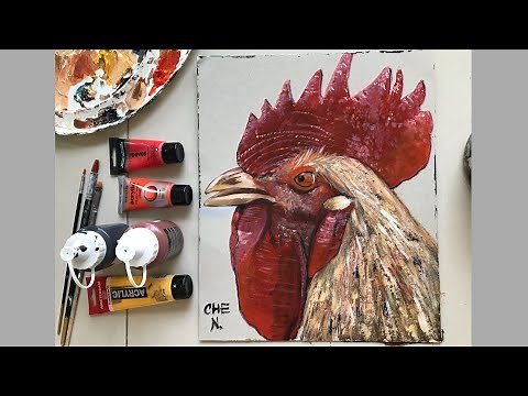 How to paint a rooster using acrylics