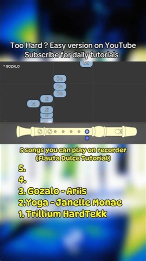 5 songs you can play on recorder #recorder #flute #flautadulce #flautadoce #flauta